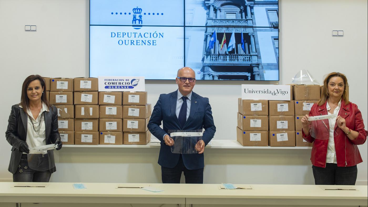 Las pantallas protectoras de la Plataforma Galicia- EscudoCovid19 se distribuirán entre los comercios de la provincia de Ourense